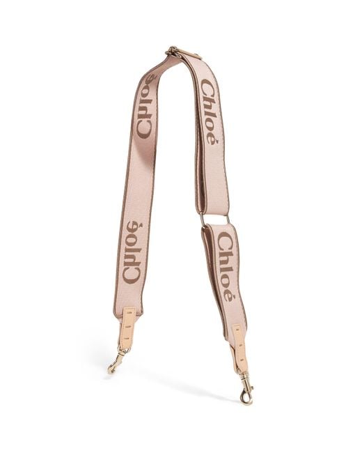 Chloé White Logo-Embroidered Bag Strap