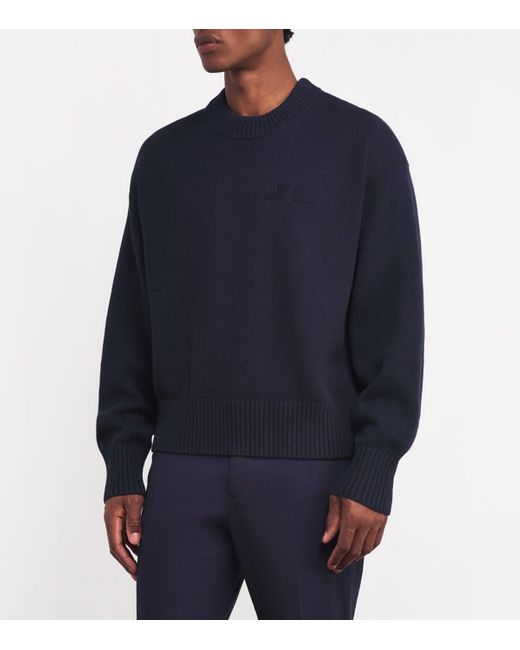 J.Lindeberg Blue Wool-Bci Cotton Eddy Sweater for men