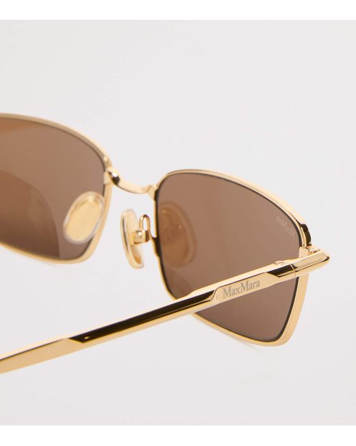 Max Mara Natural Metal Rectangular Sunglasses