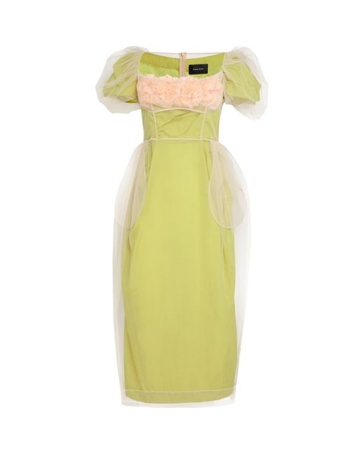 Simone Rocha Yellow Layered Carnation Balconette Midi Dress