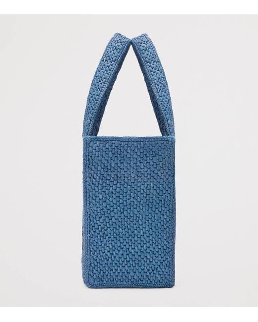 Loewe Blue X Paula's Ibiza Medium Raffia Font Tote Bag