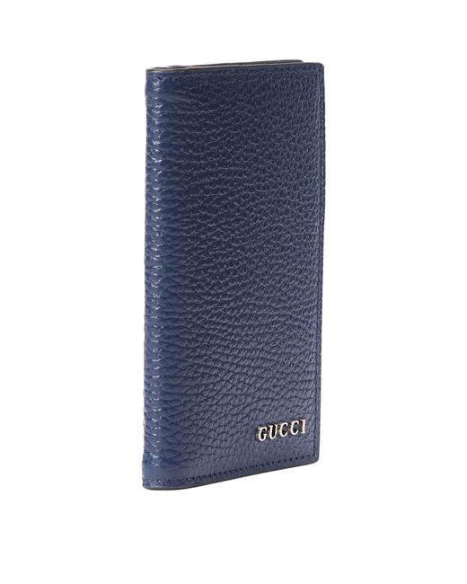 Gucci Blue Grained Leather Long Card Holder for men