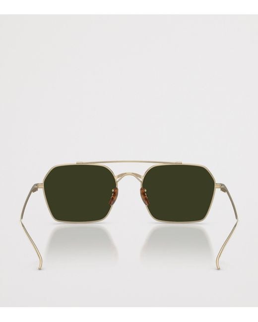 Oliver Peoples Green Titanium Tk-15 Square Sunglasses