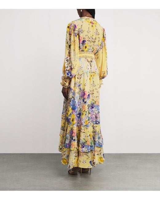 Camilla Metallic Silk Darling Buds Maxi Dress