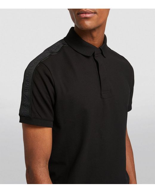 Emporio Armani Black Logo-tape Polo Shirt for men