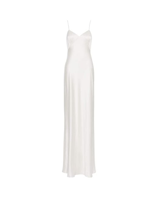 Max Mara White Silk V-Neck Maxi Dress