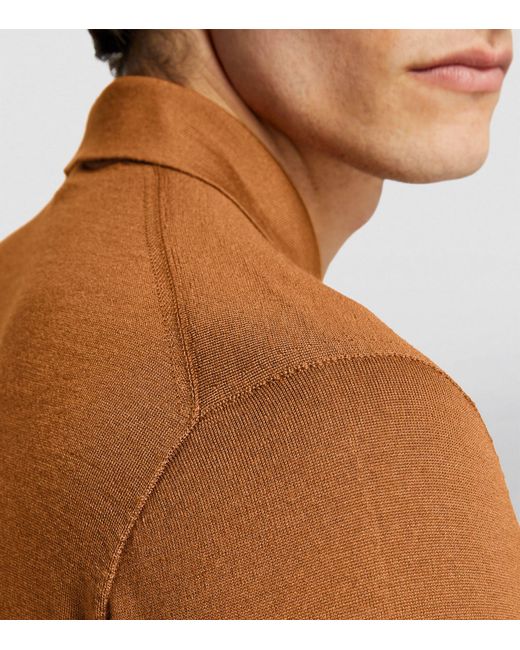Lardini Brown Wool-silk Blend Polo Shirt for men