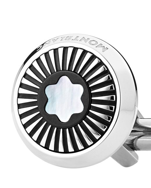 Montblanc Metallic Stainless Steel And Mother-Of-Pearl Star Cufflinks for men