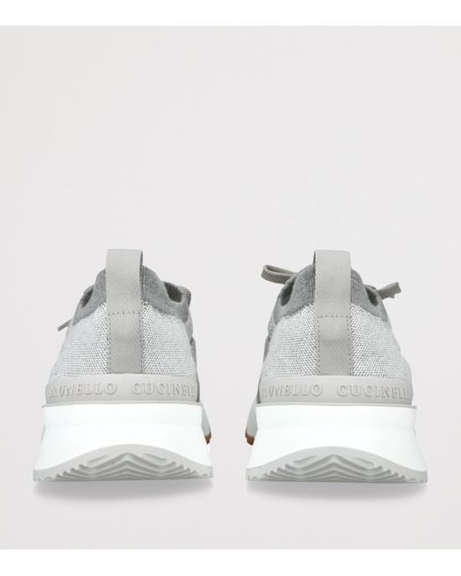 Brunello Cucinelli White Knitted Sportiv Sneakers for men