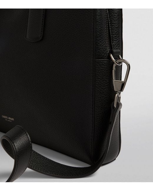 Giorgio Armani Black Leather Briefcase for men