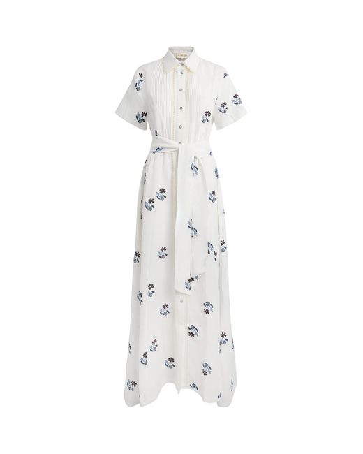 Lug Von Siga White Linen Embroidered Vera Maxi Dress
