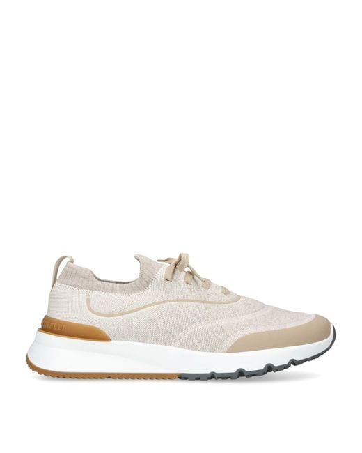 Brunello Cucinelli White Knitted Sportiv Sneakers for men