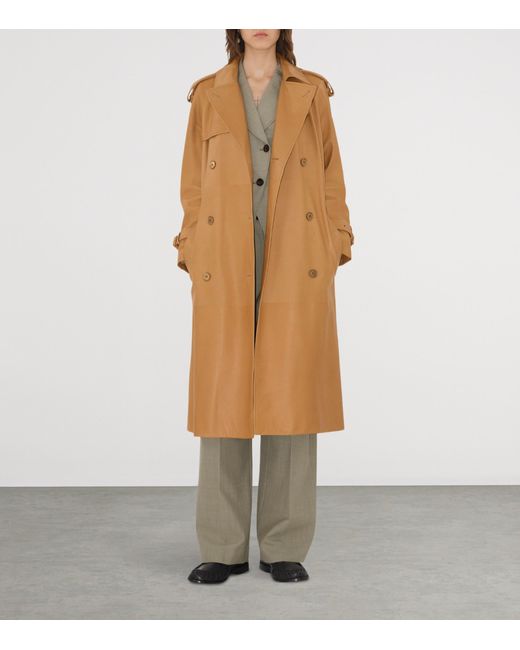 Burberry Natural Long Leather Castleford Trench Coat