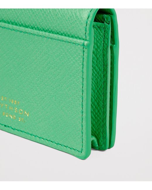 Smythson Green Leather Panama Folded Card Holder