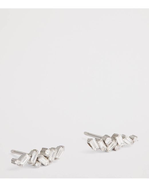 Suzanne Kalan White And Diamond Frenzy Stud Earrings
