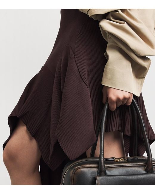Sandro Brown Knitted Asymmetric Mini Dress