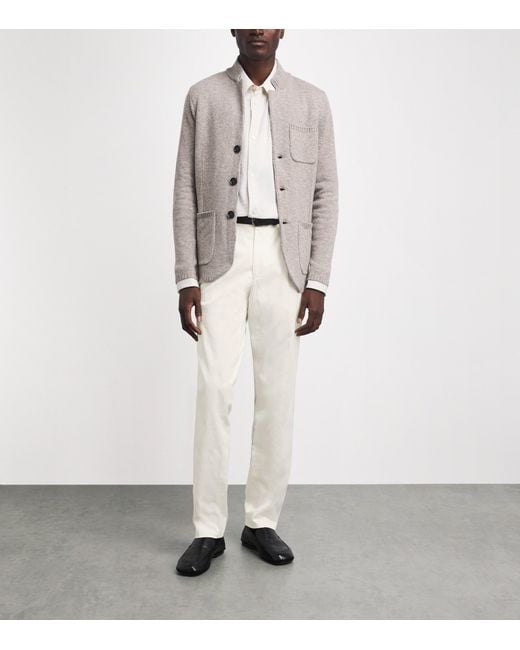 N.Peal Cashmere White Stretch-Cotton Atrani Trousers for men