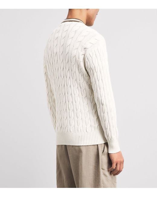 Ralph Lauren White X Wimbledon Cotton-Blend Cable-Knit Cardigan for men