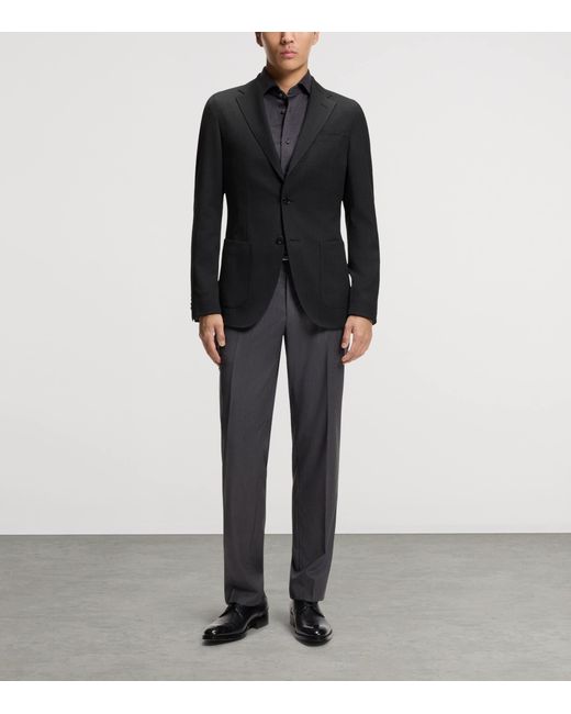 Boss Black Wool-Silk Slim Fit Blazer for men