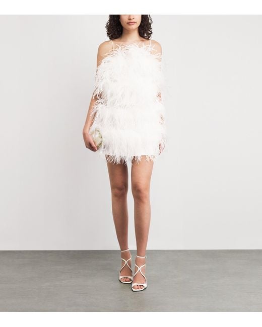 Oseree White Feather Mini Dress