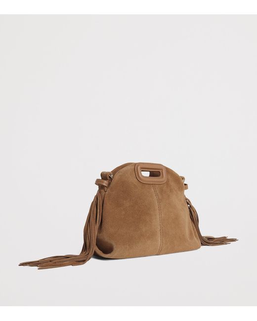 Maje Brown Mini Suede Miss M Shoulder Bag