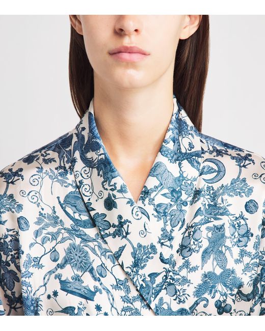 Harrods Blue Silk Menagerie Night Robe