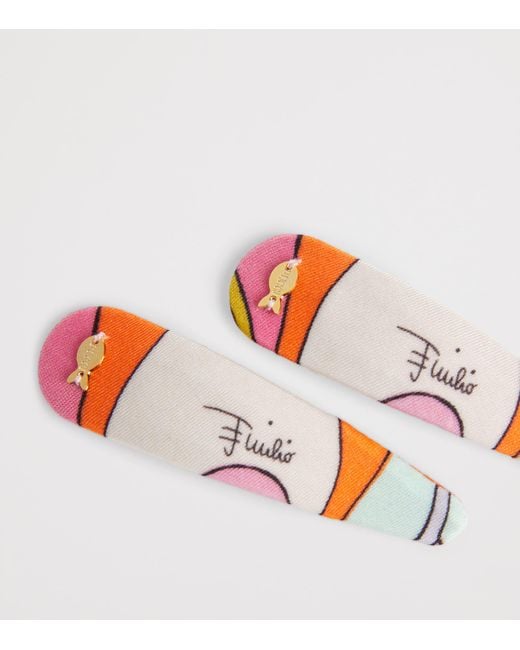 Emilio Pucci Pink Printed Hair Clips
