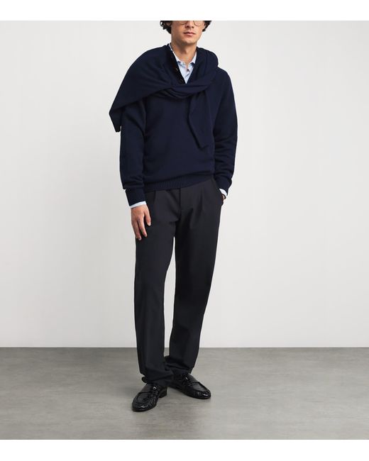 Harrods Blue Cashmere Button-Down Sweater for men