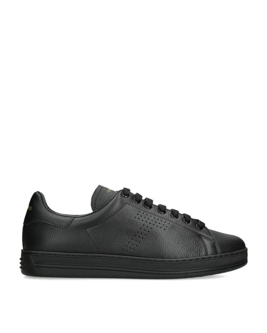 Tom Ford Black Leather Warwick Sneakers for men