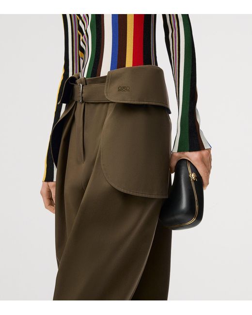 Loewe Green Cotton-Silk Cargo Trousers