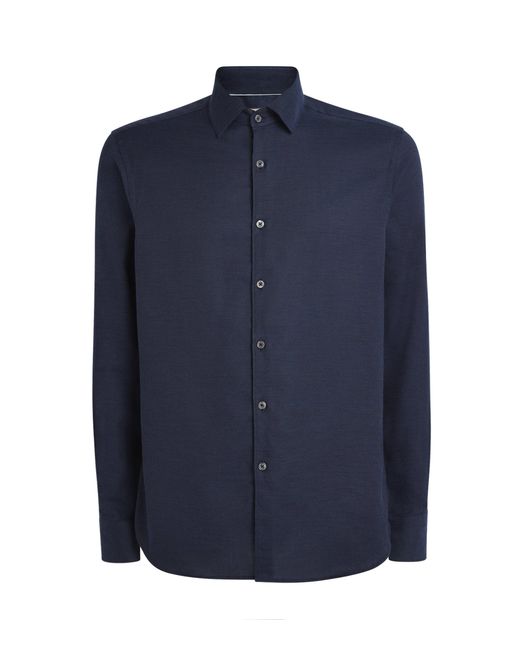 Canali Blue Cotton-Cashmere Shirt for men