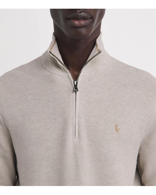 Polo Ralph Lauren Gray Cotton Half-Zip Sweater for men