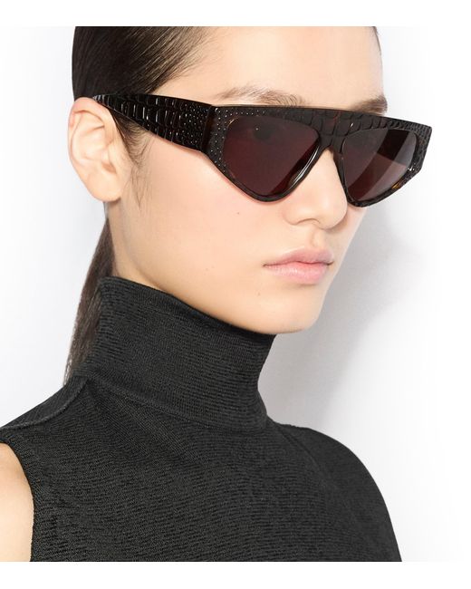 Alaïa Brown Acetate Aviator Mask Sunglasses