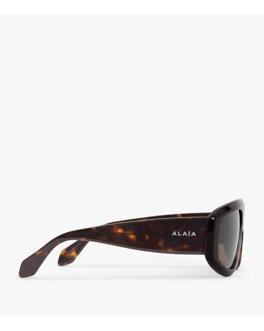 Alaïa Brown Acetate Aviator Mask Sunglasses
