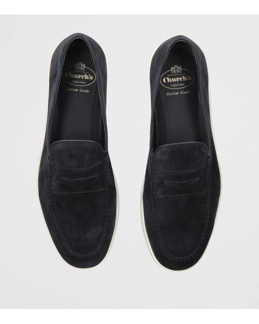 Church's Blue Suede Peebles Slip-On Sneakers for men
