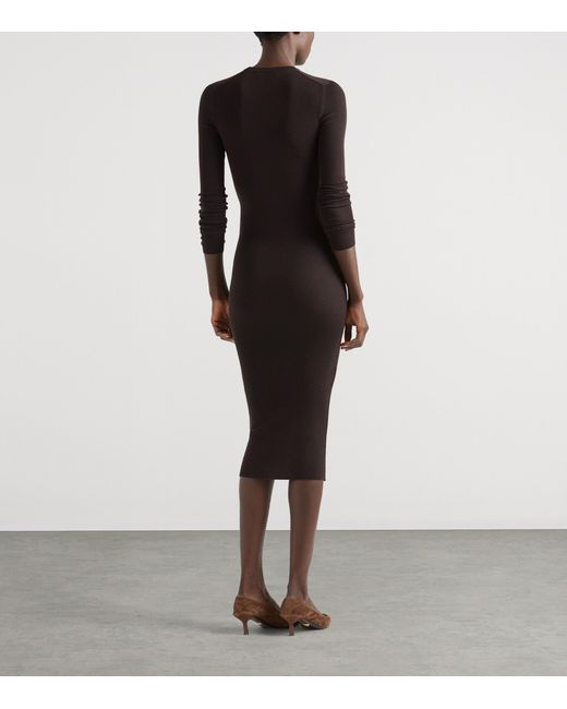 Prada Black Wool Triangle Charm Midi Dress