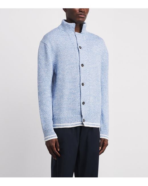 Paul & Shark Blue Cotton Marled Cardigan for men