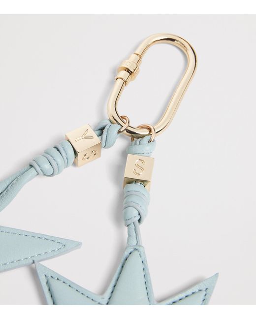 Yves Salomon Blue Lamb Leather Star Keyring