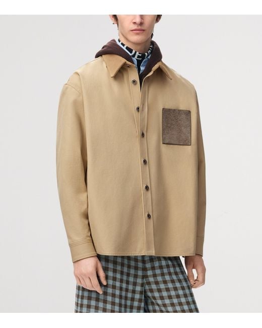 Loewe Natural Leather-Trim Overshirt for men