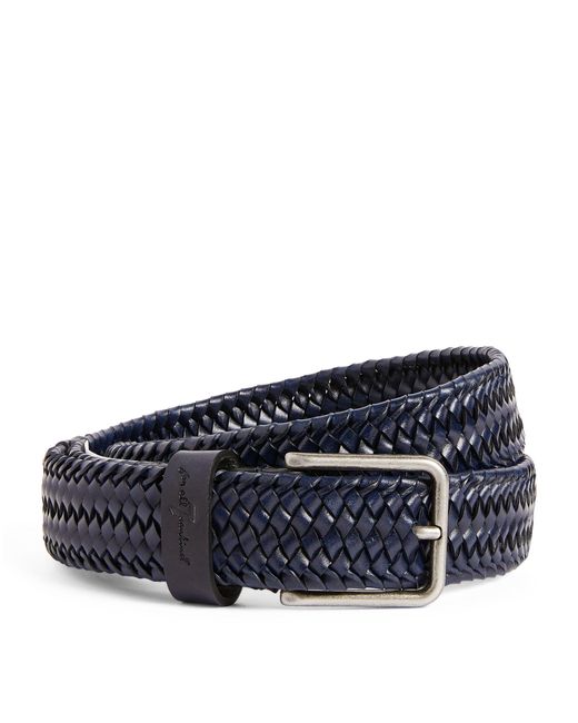 7 For All Mankind Blue Leather Woven Belt for men