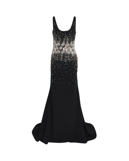 Georges Hobeika Black Silk-Blend Embellished Gown