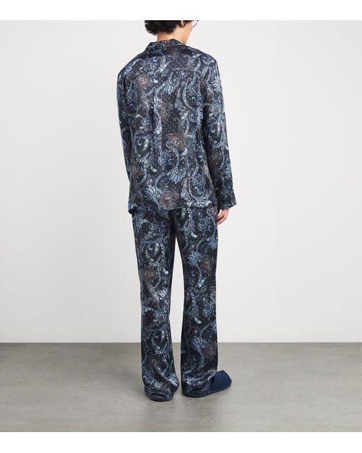 Harrods Blue Silk Paisley Pyjama Set for men