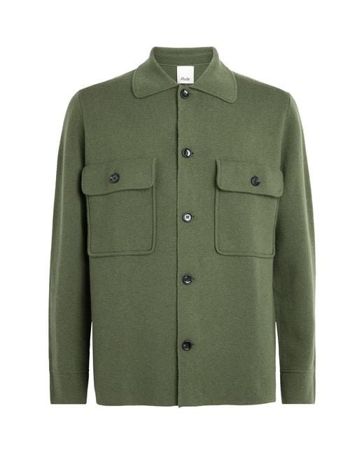 Allude Green Virgin Wool-Cashmere Overshirt for men