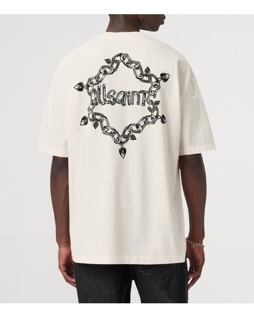 AllSaints White Organic Cotton Drip T-Shirt for men
