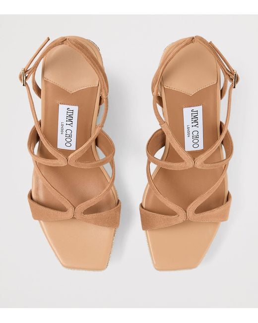 Jimmy Choo Metallic Ayla 110 Suede Wedge Sandals