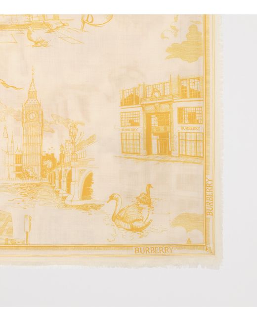 Burberry Metallic Wool-Silk London Landmarks Scarf