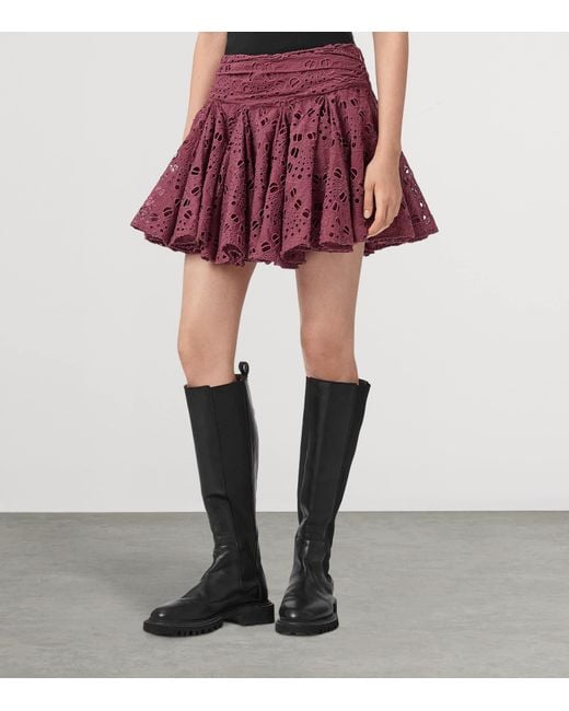 AllSaints Red Dotty Mini Skirt