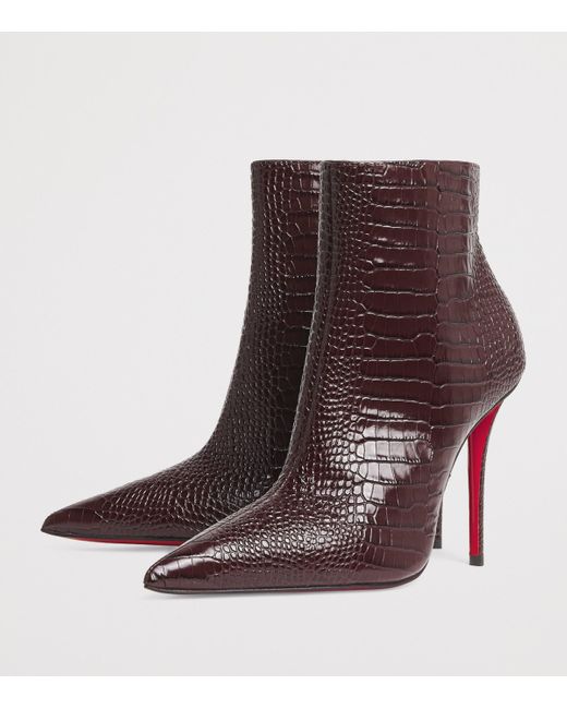 Christian Louboutin Brown Miss Z Booty Alligator-Embossed Leather Ankle Boots 100