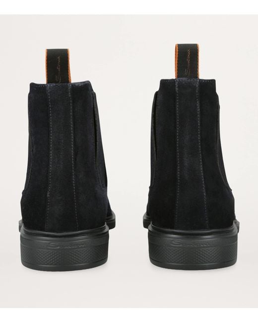 Santoni Blue Suede Chelsea Boots for men