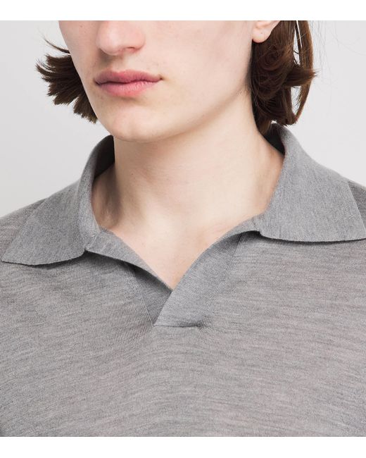 FRAME Gray Wool-Cashmere Superfine Polo Shirt for men